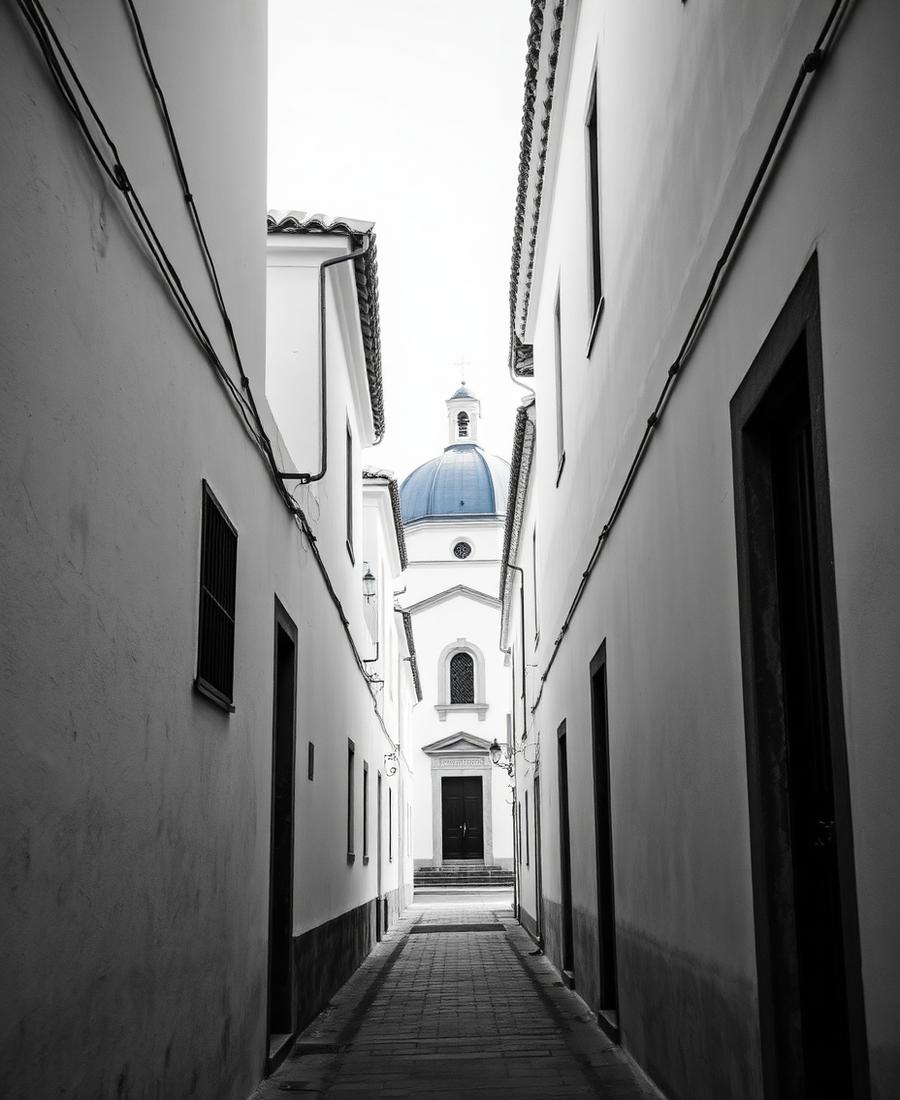 Calle de Altea con la iglesia al fondo